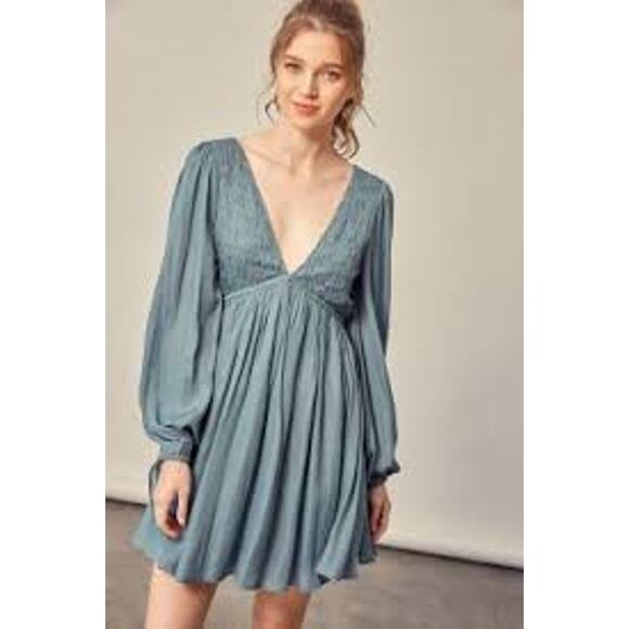 C'ISA Tie Back Babydoll Mini Dress GOTH WHIMSY FAIRY GRUNGE Size Medium M Plum - Picture 5 of 8